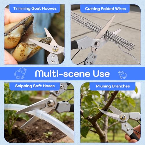Rosvola Goat Hoof Trimmers, 8 Inch Multifunction Sheep Hoof Trimming Shear, Hoof Care Trimming Shears Nail Clippers for Livestock Twig and Floral