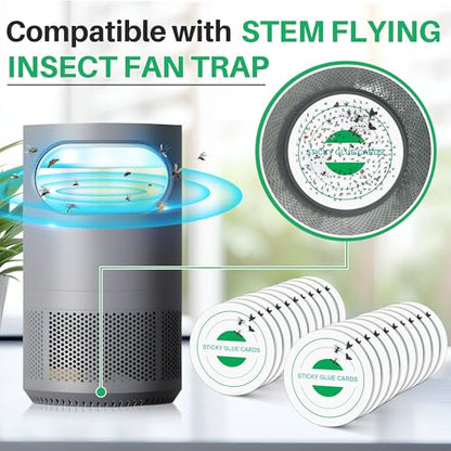 Qualirey 20 Pack Glue Trap Refill Pads Compatible with STEM Flying Insect Fan Trap, 3.94 Inches Replacement Glue Boards, Sticky Pads Insect Catcher for Indoor Fly Mosquito Bug Control