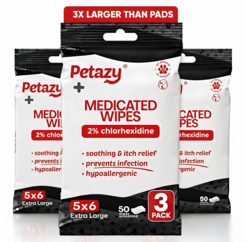 Petazy 2% Chlorhexidine Wipes for Dogs & Cats - Paws, Ears & Skin, 150 Ct - size: 150 Count