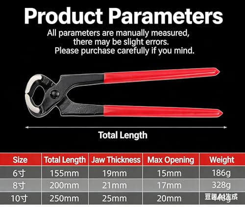Women's High Heel Repair Tool Kits 6 Inch Nail Puller, Hoof Nipper, High Leverage End Cutting Pliers Steel Wire Cutter, Horse Nail Clipper for Horses,Sheep,Goats,Alpacas