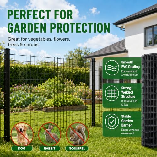 PVC Coated Welded Wire Mesh 48in x 50ft, 2x3 Mesh Black Fence Roll - color: 16GA 48''×50'
