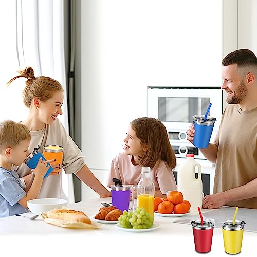 ShineMe 12oz Toddler Cups with Straws and Lids 6 Pack, Leak Proof/Reusable - color: orange/red/purple/yellow/green/blue