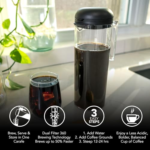 VINCI Cold Brew 360 Dual-Filter Iced Coffee Maker, 47 oz Pitcher - size: 1.4 Liters - Plastic Pitcher