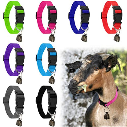 8Pack Goat Collar with Bell, Adjustable Nylon Collars Set