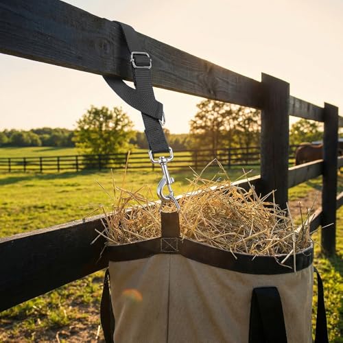 4Pcs Horse Bucket Strap Hangers Nylon Straps Hanging Feed Tack - color: Black