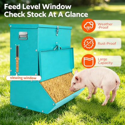 2 Door Pig Feeder, Hog Feeder, Metal Piglet Feeder Suitable - size: 3.7 Bushel