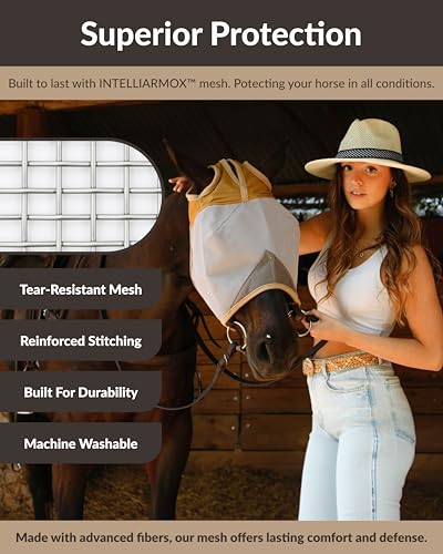 TSZ Arabian Horse Fly Mask Standard No Ears UV Block 70% Breathable Flymask - size: Arabian Horse