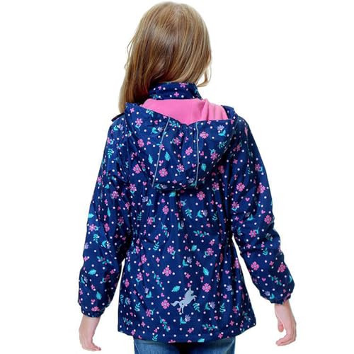Girls Rain Jacket Kids Hooded Raincoat Windbreaker with Fleece Lining - color: 2910, size: 4