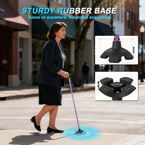 Lightweight Walking Stick,‌1.36 lb,15.75" Folded,Under 5'9",Purple - color: Basic Purple Cane(30.31-37.40in)
