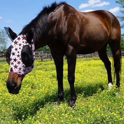 Harrison Howard Super Comfort Stretchy Fly Mask Large Eye Space with UV Protection Soft on Skin with Breathability Dream Star M Cob - color: Dream Star, size: Cob (Medium)