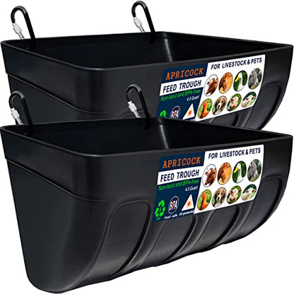 Chicken Feeder Waterer, Goat Feeder - 2 Pack, 5.5 Quart, for Goats Chickens Duck Sheeple Dogs Piglets Deers Gooses, Turkeys, Goat Supplies(Appearance Patent Product) - color: Black