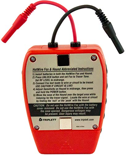 Triplett 3388 Fox & Hound HotWire Live Wire Tone and Probe Wire Tracing Kit with Adjustable Sensitivity - Traces Wires from 0 ~ 250 VAC and up to 1000 ft,Black