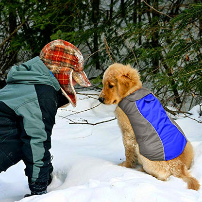 Vizpet Dog Raincoat Waterproof Coats,Dog Jacket High Visibility Warm Vest Dog Clothes for Small Medium Large Dogs(Blue-L) - size: Blue-L