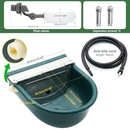 Heated Water Bowl for Outdoor Cats & Dogs, Automatic Winter Pet Bowl Ice Free & BPA Free, Heated Dog Water Bowl with Thermostatic Control, Anti Chew Cord for Chicken Pet