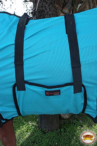 HILASON Horse Fly Sheet UV Protect Mesh 66 in Turquoise - color: Turquoise with black piping, size: 66 In
