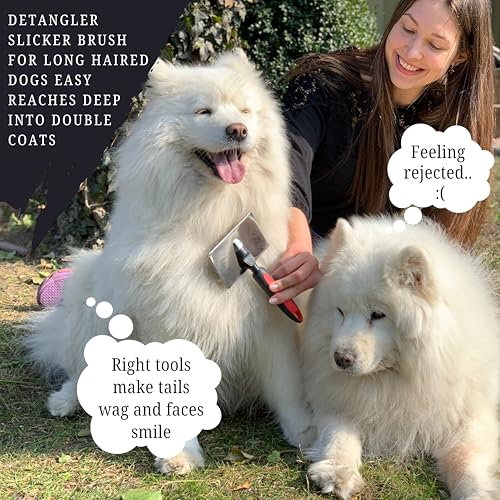 Tiny Slicker Brush for Dogs - Protected Pins for Extra Comfort - 1 inch Pins for Easy Detangling for Long Hair Dog, Cats, Doodle, Goldendoodle - size: Tiny Bruh