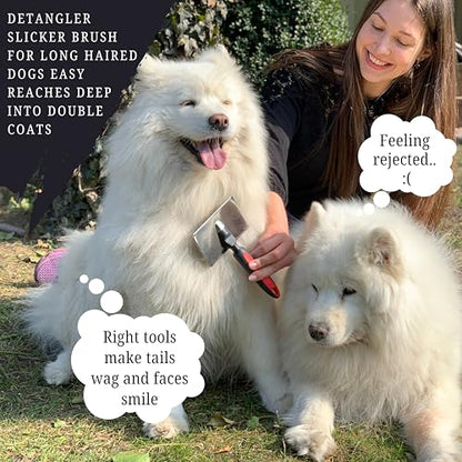 Tiny Slicker Brush for Dogs - Protected Pins for Extra Comfort - 1 inch Pins for Easy Detangling for Long Hair Dog, Cats, Doodle, Goldendoodle - size: Tiny Bruh