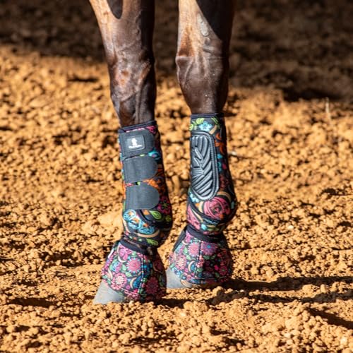 Classic Equine Dyno Turn Bell Boots - color: Neon Flower, size: Large