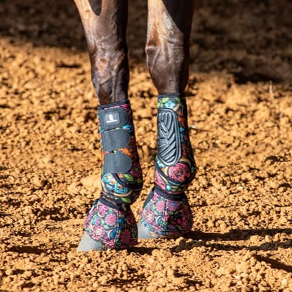 Classic Equine Dyno Turn Bell Boots - color: Neon Flower, size: Large