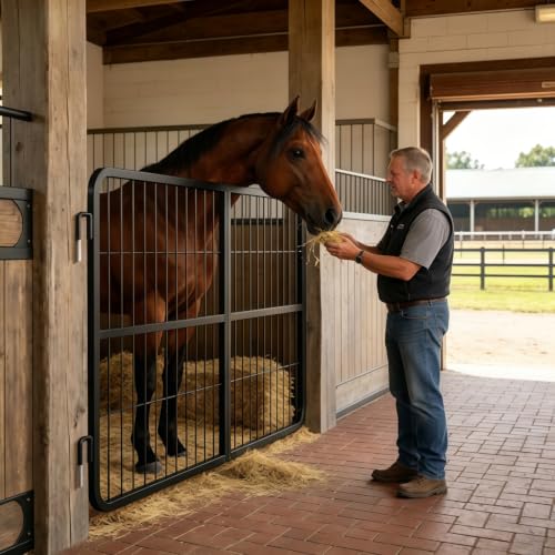 Horse Stall Gates, Stall Guards for Horses, Anti-Jam Horse Stall Guard, Reinforced Heavy Duty Barn Gate, Mountable Fence for Equine Quarantine, Daily Feeding & Stable Care