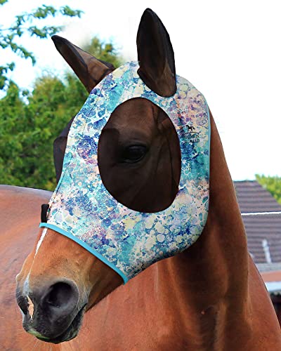 Harrison Howard Super Comfort Stretchy Fly Mask Large Eye Space with UV Protection Soft on Skin with Breathability Pastel Mix XL Extra Full Size - color: Pastel Mix, size: Extra Full Size