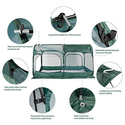 ANC POP Portable Chicken Run Large Pop-Up Chicken Pen for Small Animals Outdoor Gardening Net with 3 Doors and Handbag, Easy to Install and Storage, Green - size: 6.56 × 3.3 FT