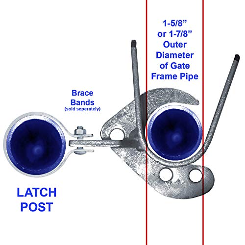 ROLLING OFFSET LATCH - LOCK N' LATCH: (for 1-5/8" to 1-7/8") Chain Link Fence Gate Offset Latch (Rolling, Sliding, or Cantilevered Gate Latch)