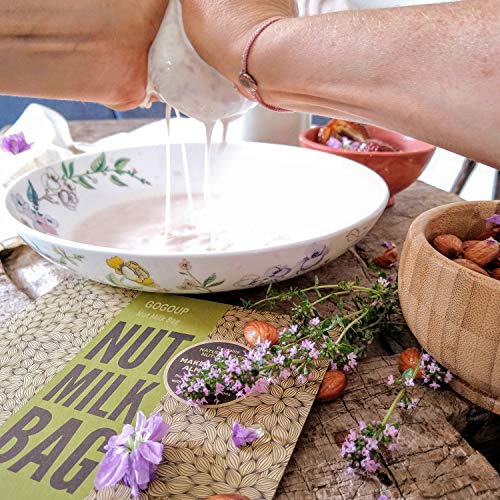 Nut Milk Bag 2 Pcs, GOGOUP 12"X12" Reusable Strainer Bags Food Straining Cloth 150&200 Micron Fine Mesh Nylon Filter Bags for Almond Milk, Juice, Cold Brew, Coffee, Tea, Yogurt, Cheese, Bone Broth
