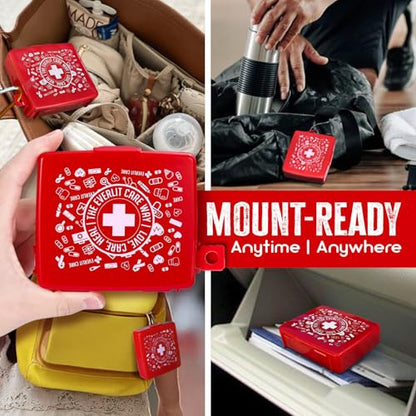 EVERLIT Pocket-Aid Mini First Aid Kit | Compact, Portable Hard-Shell Cases of 50 Items | Cuts, Scrapes, Wound Care Essentials for Travel, Outdoor, School, Camping, Home, Office (12 Packs | 600 Pcs) - size: 12 Packs | 600 Pcs