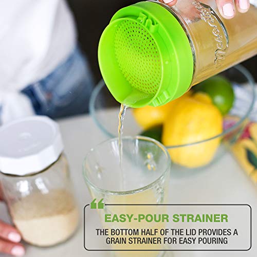 Masontops kefir lid mason jar lids wide mouth mason jar lids living culture grain drainer starter kit for home fermentation 2 packs - size: Kefir Cap 2PK