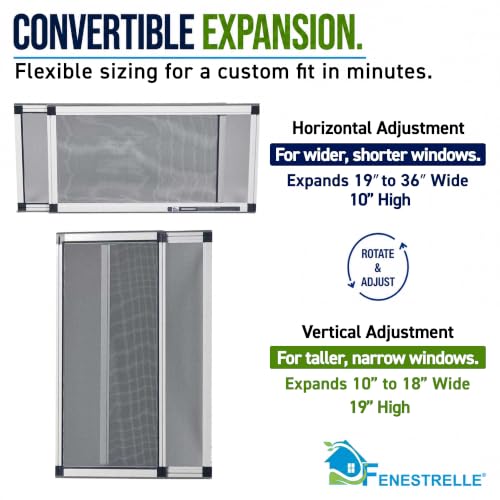 Fenestrelle Expandable Window Screen, 10″ H × 19″–36″ W Horizontal, 2-Pack - size: Small (10" H x 19"-36" W)