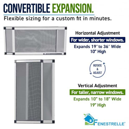 Fenestrelle Expandable Window Screen, 10″ H × 19″–36″ W Horizontal, 2-Pack - size: Small (10" H x 19"-36" W)