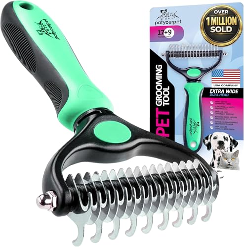 Pat Your Pet Deshedding Dog Brush For Shedding – Cat Brushes For Indoor Cats, Double-Sided Cat Brush Deshedding & Grooming Tool For Long Haired And Short Haired Dogs, Skin-Friendly - color: Teal