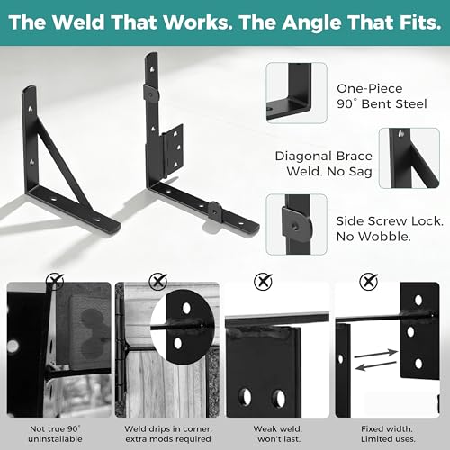 Wooden Gate Hardware Kit, Heavy Duty Anti Sag Outdoor Wood Corner Bracket | Self-lock gravity latch. Rust-proof powder-coated steel.Complete gate kit. For outside fence, garden, deck, porch, pool, farm