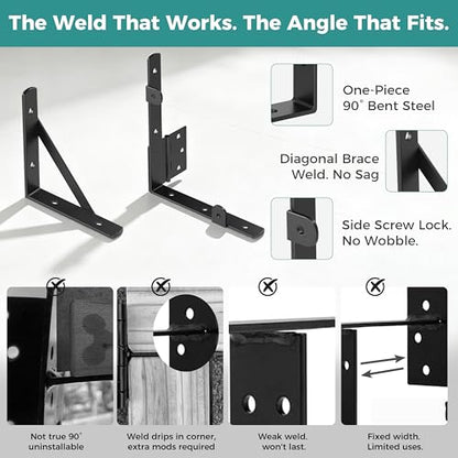 Wooden Gate Hardware Kit, Heavy Duty Anti Sag Outdoor Wood Corner Bracket | Self-lock gravity latch. Rust-proof powder-coated steel.Complete gate kit. For outside fence, garden, deck, porch, pool, farm
