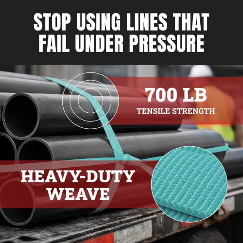Cajun Tie Downs Pull Line — 1/4 Inch, 700 lb, Flat Polyester Pulling Tape, Conduit Wire Pulling, Made in USA, Turquoise, 175 ft - color: Turquoise, size: 1/4 Inch x 175 Feet (700 lb)