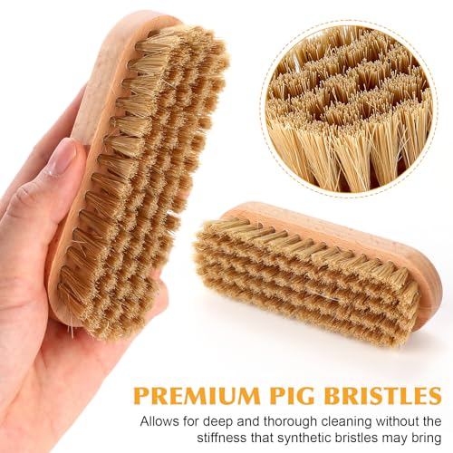 LemonRoad 20 Pcs Leather Upholstery Cleaning Brush Bulk Pig Soft Bristle Shoe Boot Brush Bulk Wooden Shoe Cleaning Scrub Brushes for Car Seats Leather Sofas Interiors Furniture Crafts Bags Shining
