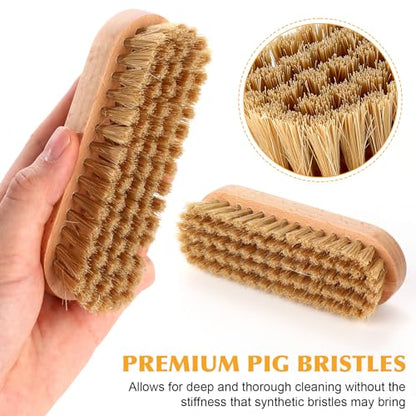 LemonRoad 20 Pcs Leather Upholstery Cleaning Brush Bulk Pig Soft Bristle Shoe Boot Brush Bulk Wooden Shoe Cleaning Scrub Brushes for Car Seats Leather Sofas Interiors Furniture Crafts Bags Shining