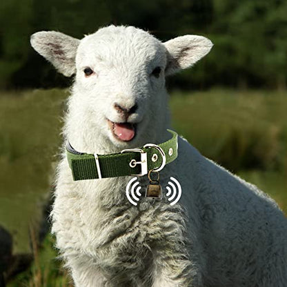 Goat Collars with Bells, 5 Pcs Adjustable Nylon Sheep Collar with 10 Pcs Anti-Lost Loud Brass Bell and Key Ring Baby Goat Supplies Accessories for Farm Animal Goat Sheep Cow Horse Dog