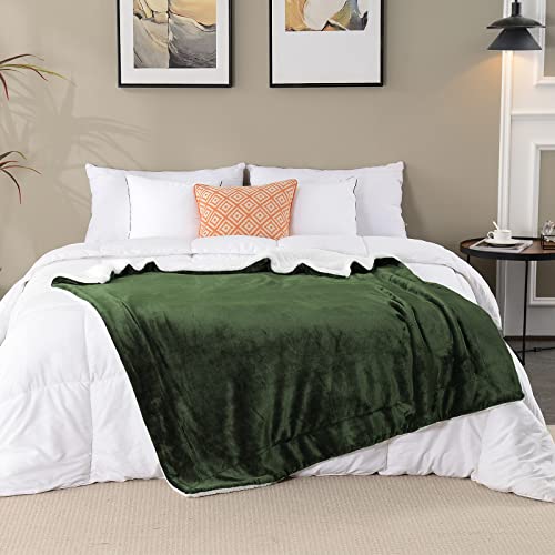 SOCHOW Sherpa Fleece Throw Blanket, Olive Green, 50x60 inches - color: Olive Green, size: 50"×60"