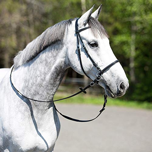 HORZE Genuine Leather Cross-Under Bitless Bridle | Includes Web Reins with Hand Stops - size: Pony
