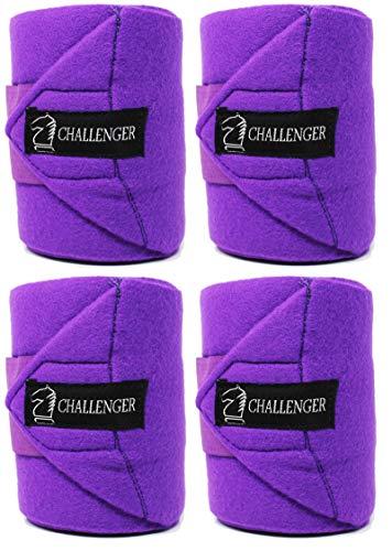 CHALLENGER 10ft Horse Grooming Leg Polo Wrap Set of 4 Soft Fleece 95R - color: Purple