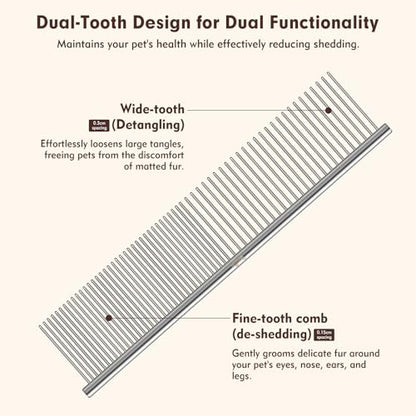 WRW 4 Pack Dog Comb, Metal Comb for Dog Cat Pet | Stainless Steel Dog Combs Flea Comb with Rounded Teeth for Grooming Matting, Poodle Comb for Long and Short Hair Pets
