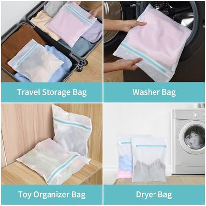 OTraki 12x16 Inch Mesh Laundry Bag 2 Pack Small Lingerie Sock Bag Washing Machine Soft Fine Mesh Zipper Laundry Bra Underwear Wash Bag for Home Travel Don't Drying, Melting 140-176℉ White - size: 12 x 16 inch