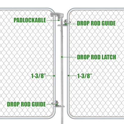 36"Chain Link Drop Rod for Double Gates, Floor Mount Latch for 1-3/8" Frame