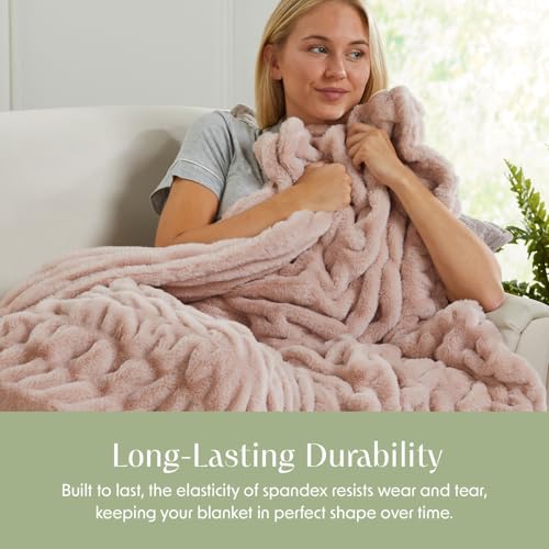 Springtree Home Luxury Micro Plush Throw Blanket | Thick Faux Fur | Pink | Lily Collection | 60" x 70" | Pink Blanket | Ultra Plush - color: Pale Pink, size: 60" x 70" (Large)