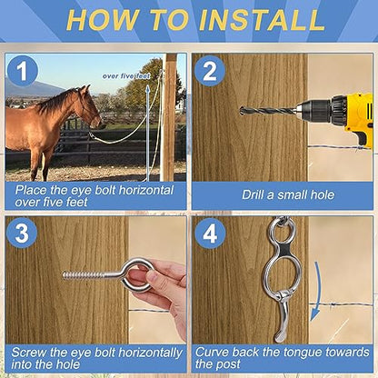 Dayimado Horse Tie Ring, Stainless Steel Tie Ring for Horses, Durable and Safe Horse Tack Supplies for Indoor and Outdoor Reducing Horse Injured When Pull Back