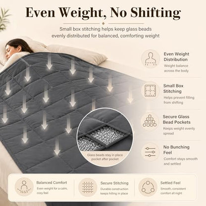 L'AGRATY Weighted Blanket for Adults 15lbs, 48"x72", Dark Grey Twin Full Size Heavy Throw Blanket, Cooling, Breathable, Microfiber with Glass Beads, Big, Washable, All-Season - color: 01-dark Grey, size: 48" x 72" | 15lbs