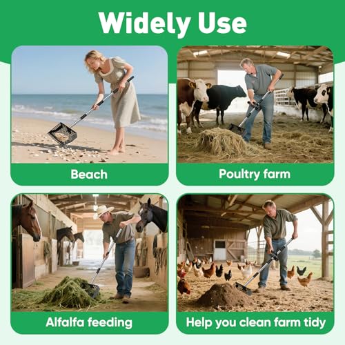 64.5 Inch Chicken Poop Scooper & Rake,for Chicken Pooper Small Farm Animal