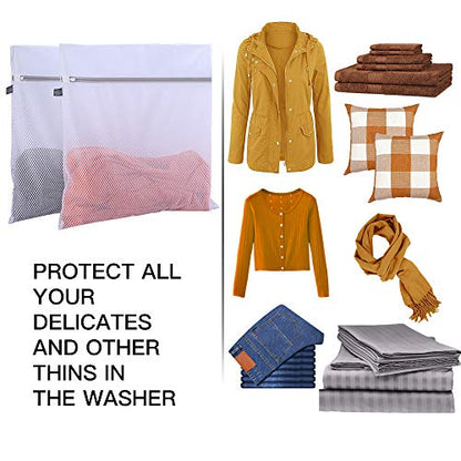 Kimmama Laundry Bags Mesh Wash Bags, Large Garment Bag for Washing Machine - color: White, size: 2XXL(24x24")